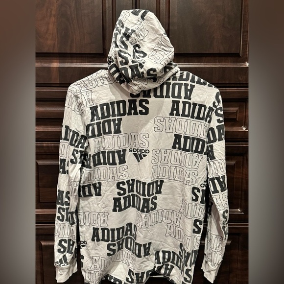 Adidas Black and White Logo Hoodie juniors 14/16 - Picture 2 of 3